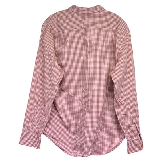 Men's Large J. CREW Button Down Red Checked Long Sleeve 100% Cotton Dress Shirt - Picture 2 of 4